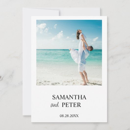Custom Photo Modern Beach Wedding Kaart (Voorkant)