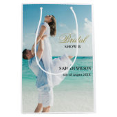 Custom Photo Modern Beach Wedding Medium Cadeauzakje (Voorkant)