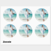 Custom Photo Modern Beach Wedding Ronde Sticker (Vel)