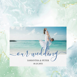 Custom Photo Modern Beach Wedding RSVP Kaartje