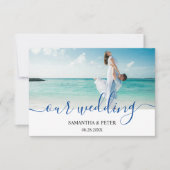 Custom Photo Modern Beach Wedding RSVP Kaartje (Voorkant)