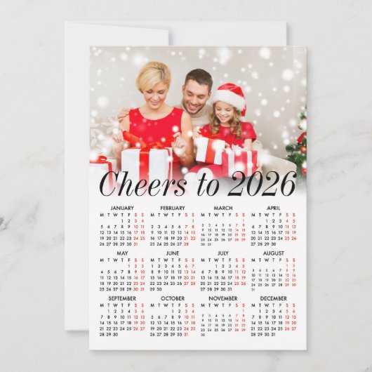 Custom Photo Modern Holiday 2026 Calendar Card Feestdagenkaart (Voorkant)