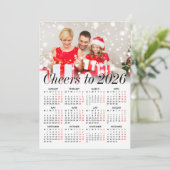 Custom Photo Modern Holiday 2026 Calendar Card Feestdagenkaart (Staand voorkant)