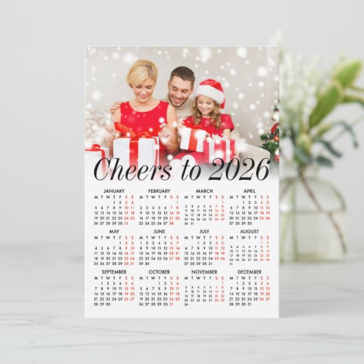 Custom Photo Modern Holiday 2026 Calendar Card Feestdagenkaart (Staand voorkant)