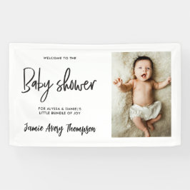 Custom photo Modern Script Baby Shower Welcome Spandoek