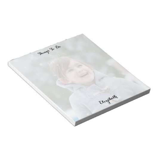 Custom Photo Monogrammed Things To Do List Notepad Notitieblok (Schuin)