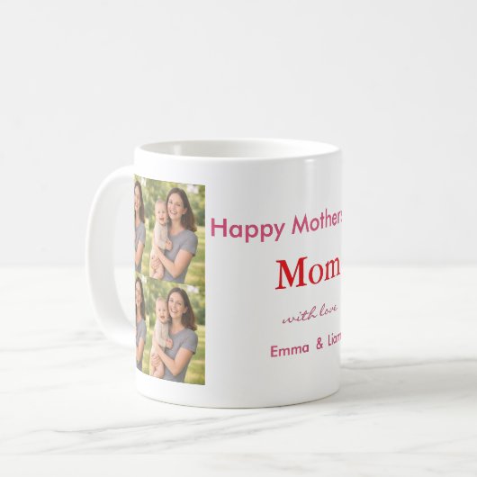 Custom photo Mothers Day Mug Koffiemok (Voorkant links)