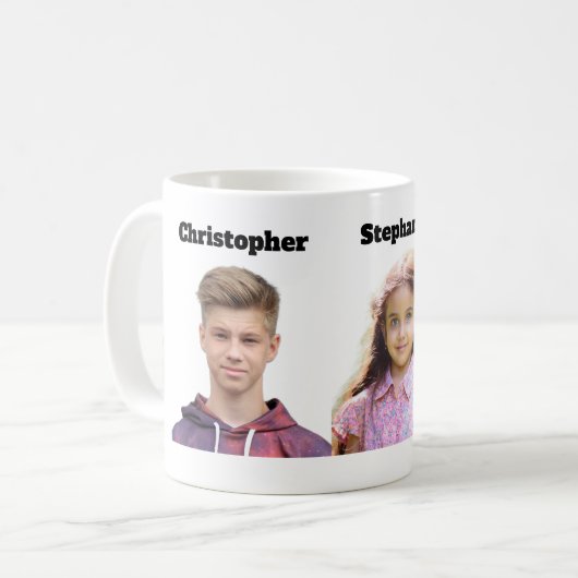 Custom Photo Mug 3 Photo Face Cutout Koffiemok (Voorkant links)