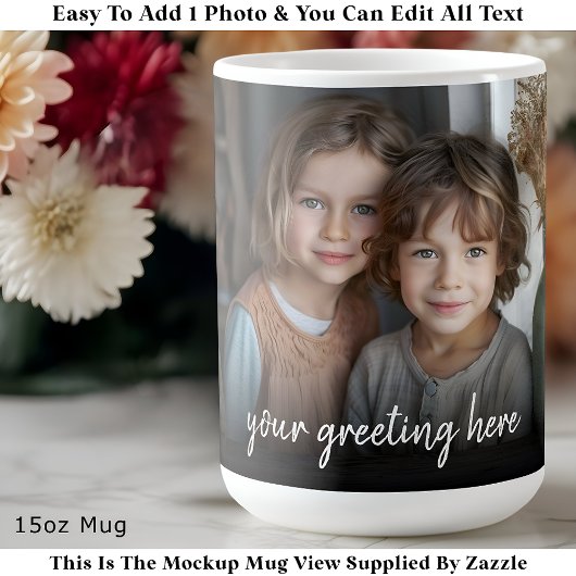 Custom Photo Mug Family, Modern One Photo Easy Koffiemok