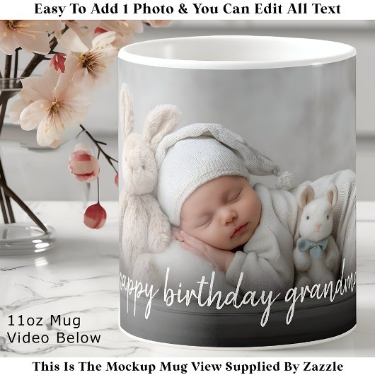 Custom Photo Mug Grandma, Modern One Photo Easy Koffiemok