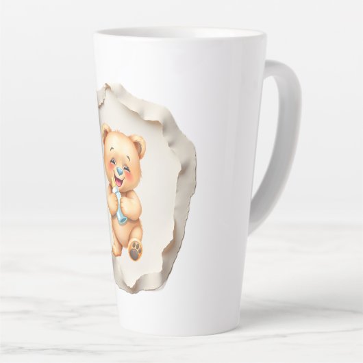 Custom Photo Mug with Modern Abstract Background Latte Mok (Rechterhoek)