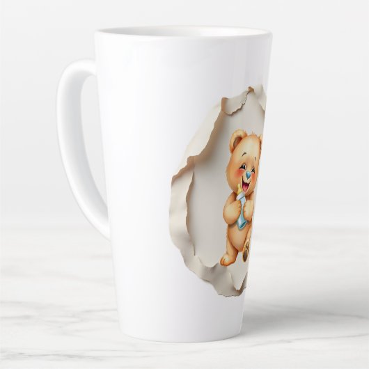 Custom Photo Mug with Modern Abstract Background Latte Mok (Linkerhoek)