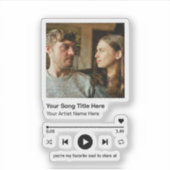 Custom Photo Music Player Personalized Song Gift Sticker (Voorkant)