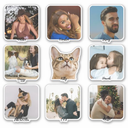 Custom Photo Name Advent Calendar Stickers -9 Pack (Voorkant)