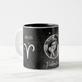 Custom Photo & Name Aries Zodiac Coffee Mug Tweekleurige Koffiemok (Voorkant links)