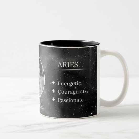 Custom Photo & Name Aries Zodiac Coffee Mug Tweekleurige Koffiemok (Rechts)