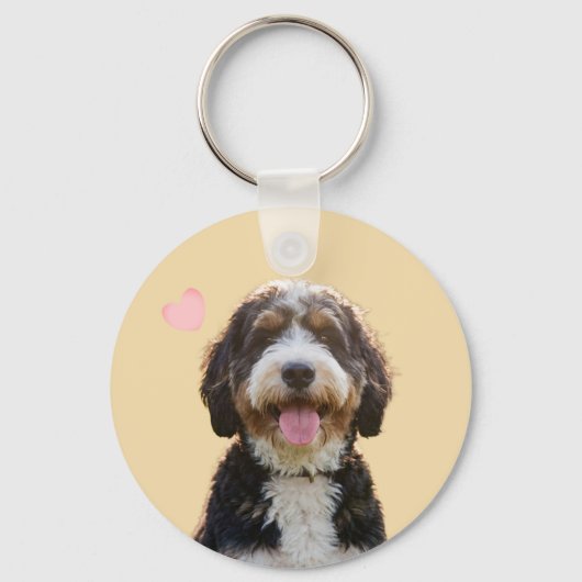 Custom Photo & Name Bernedoodle Mom Keychain Gift (Achterkant)