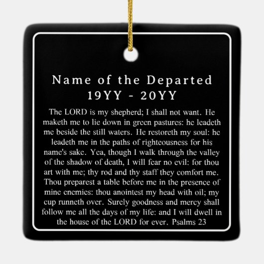 Custom Photo Name Dates Bible Remembrance Memorial Keramisch Ornament (Achterkant)