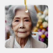 Custom Photo Name Dates Bible Remembrance Memorial Keramisch Ornament (Voorkant)