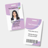 Custom Photo Name Employee ID Badge Purple (Voor- en achterkant)