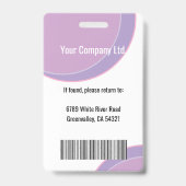 Custom Photo Name Employee ID Badge Purple (Achterkant)