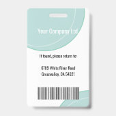 Custom Photo Name Employee ID Badge Teal (Achterkant)