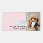 Custom Photo Name Funny Dog Quote Pastel Pink Bureaumat (Keyboard & Muis)