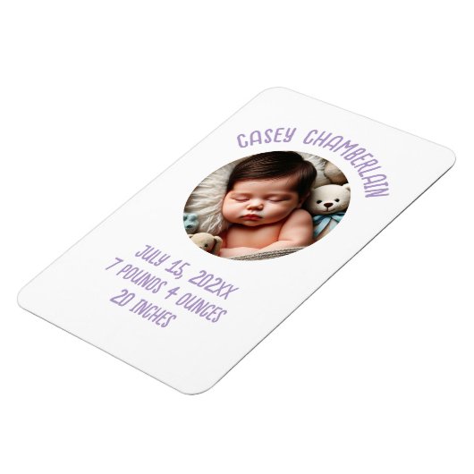 custom photo newborn baby announcement magneet (Linkerzijde)