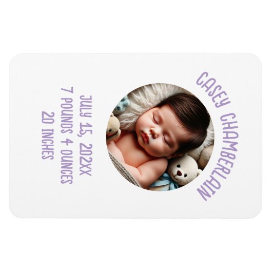 custom photo newborn baby announcement magneet (Horizontaal)
