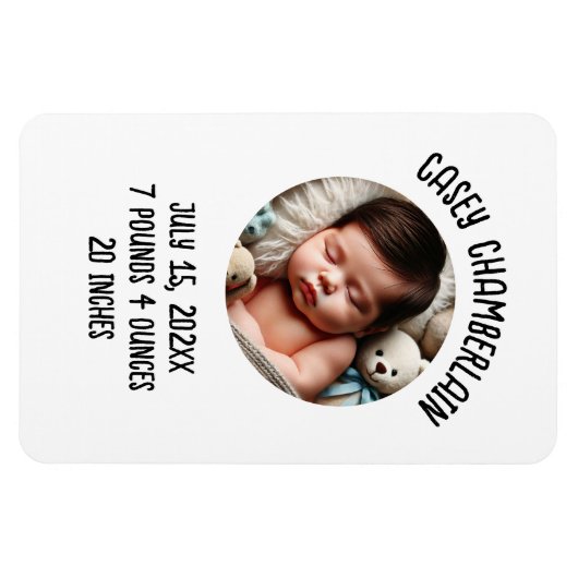 custom photo newborn baby announcement magneet (Horizontaal)
