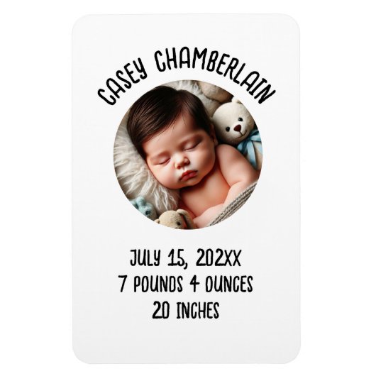 custom photo newborn baby announcement magneet (Verticaal)