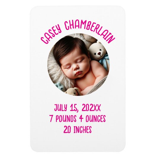 custom photo newborn baby announcement magneet (Verticaal)