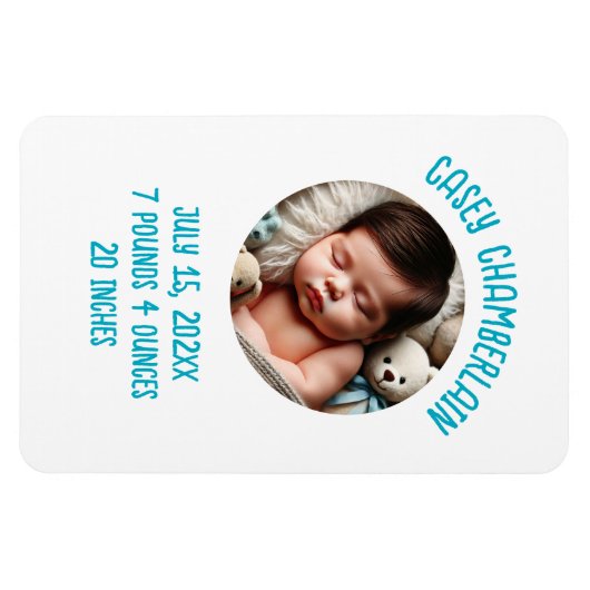 custom photo newborn baby announcement magneet (Horizontaal)