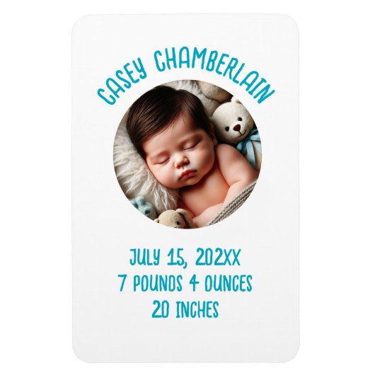 custom photo newborn baby announcement magneet (Verticaal)