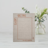 Custom Photo On Faux Jute Burlap Pattern Rose Gold Folie Feestdagen Briefkaart (Staand Voorkant)