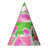 Custom Photo "One in a Melon" Birthday Hat Feesthoedjes (Links)