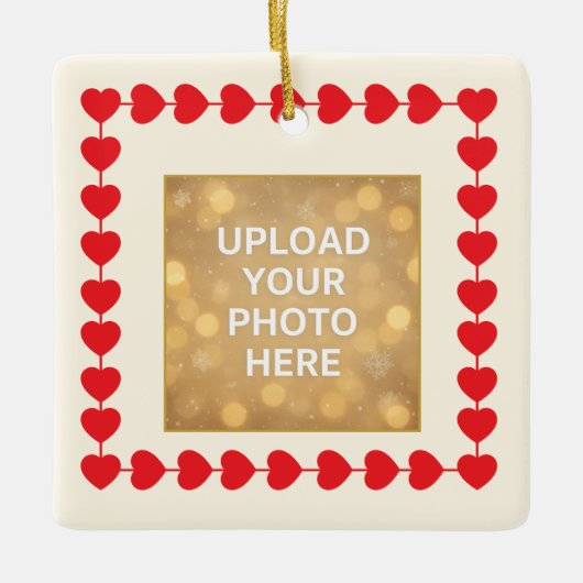 Custom Photo Ornament – Red Heart Frame (Voorkant)