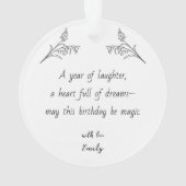 Custom Photo Ornament with Birthday Message (achterkant)