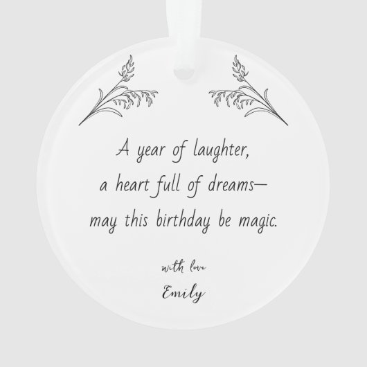 Custom Photo Ornament with Birthday Message (achterkant)