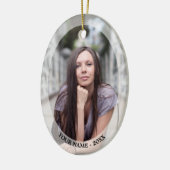 Custom Photo Oval White Frame Christmas Ornament (Links)