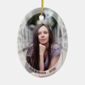 Custom Photo Oval White Frame Christmas Ornament (Voorkant)