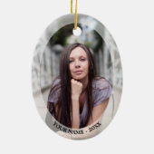 Custom Photo Oval White Frame Christmas Ornament (Achterkant)