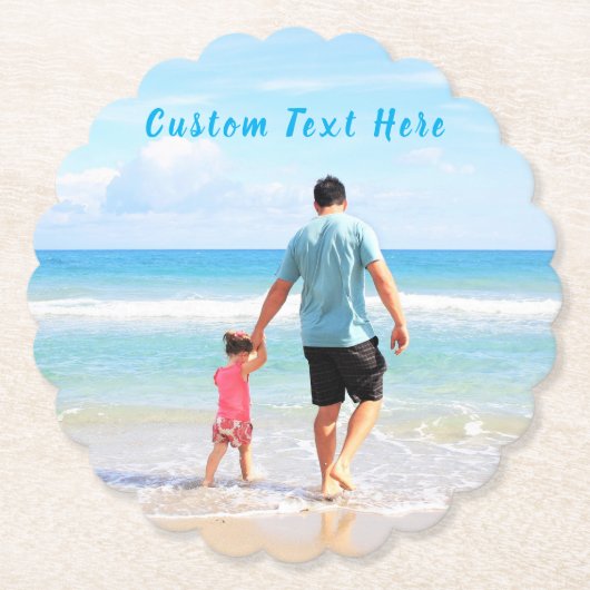 Custom Photo Paper Coaster Text Your Family Foto Kartonnen Onderzetters (Voorkant)