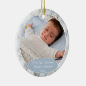 Custom Photo Pastel Blue Gray Marble Pattern 2025 Keramisch Ornament (Rechts)