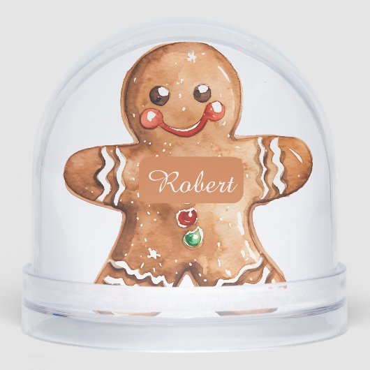 Custom photo personalized gingerbread man  sneeuwbol (Voorkant)