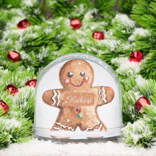 Custom photo personalized gingerbread man  sneeuwbol (Kerstmis)