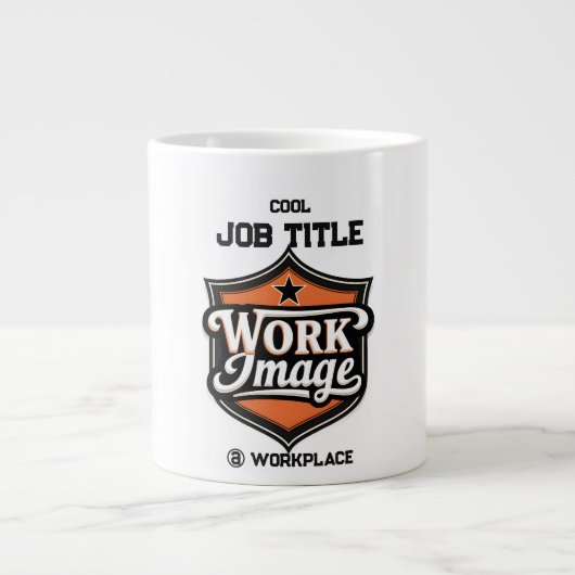 Custom Photo Personalized Job Title & Workplace  Grote Koffiekop (Voorkant)