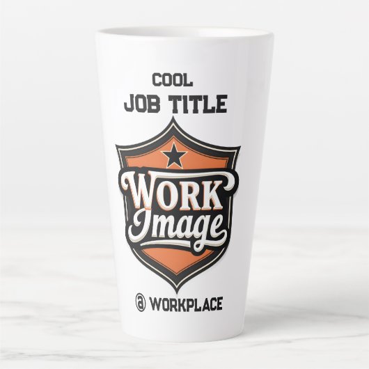 Custom Photo Personalized Job Title & Workplace  Latte Mok (Voorkant)