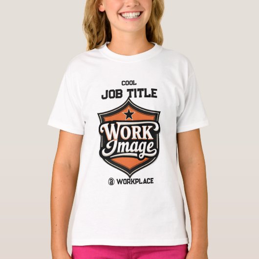 Custom Photo Personalized Job Title & Workplace  T-shirt (Voorkant)