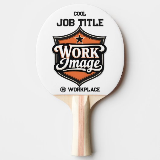 Custom Photo Personalized Job Title & Workplace  Tafeltennisbatje (Voorkant)